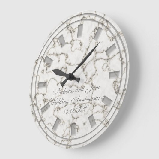 エレガントな結婚記念日フェイクの大理石時計 ラージ壁時計 (傾斜)