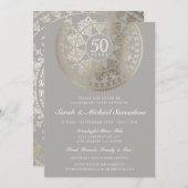 エレガントな結婚記念日招待状 ゴールドホイル 招待状 (正面/裏面)