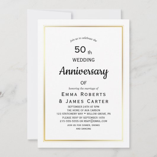 エレガントな結婚記念日招待状 招待状 (裏面)