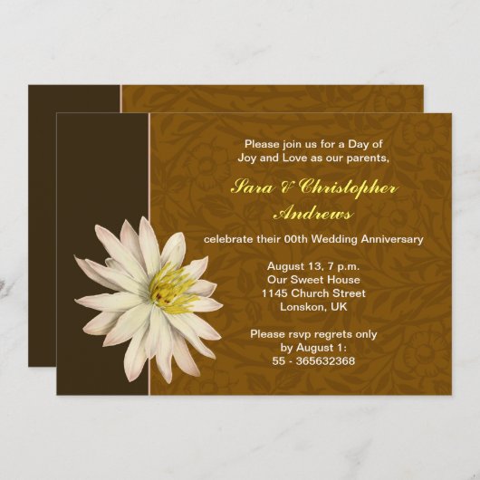 エレガントな結婚記念日招待状 招待状 (正面/裏面)