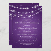 エレガントな結婚記念日 スパーキング チェーン パープル 招待状 (正面/裏面)