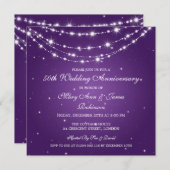 エレガントな結婚記念日 チェーン パープル 招待状 (正面/裏面)