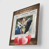 エレガントな結婚1周年記念写真時計 スクエア壁時計 (傾斜)