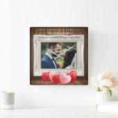 エレガントな結婚1周年記念写真時計 スクエア壁時計 (ホーム)