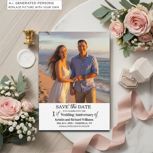 エレガントな結婚1周年記念写真 セーブザデート