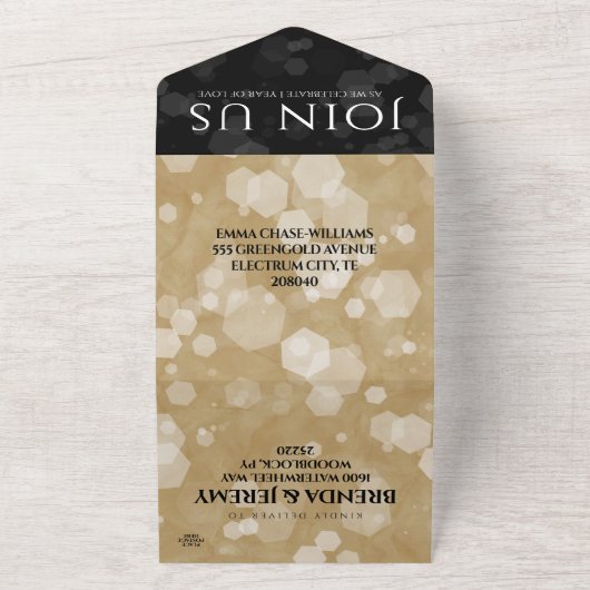 エレガントな結婚1周年記念紙の結婚式の祝い方 オールインワン招待状 (外側)