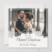エレガントな結婚1年目のクリスマス 写真1枚 シーズンカード (正面)