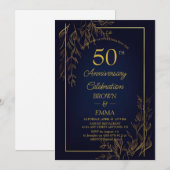 エレガントな結婚50周年記念フラワーセレブレーション 招待状 (正面/裏面)
