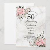 エレガントな結婚50周年記念フラワーセレブレーション 招待状 (正面/裏面)