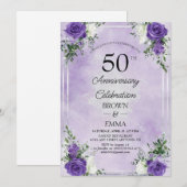 エレガントな結婚50周年記念フラワーセレブレーション 招待状 (正面/裏面)