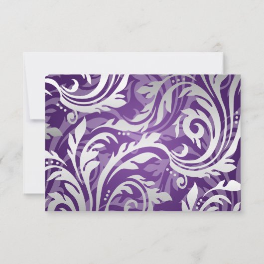 エレガントな結婚RSVPの渦巻形のな華麗さの紫色 出欠カード (裏面)