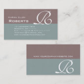 エレガントな緑およびブラウンの織り目加工のモノグラムのクラシック 名刺 (正面/裏面)