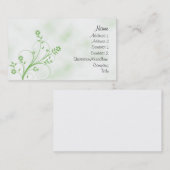 エレガントな緑および白い花柄 名刺 (正面/裏面)