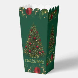 エレガントな緑とゴールドのクリスマスホリデーファヴォーボックス フェイバーボックス