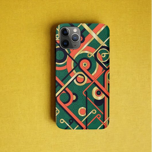 エレガントな緑と金のアールデコ調幾何学模様 Case-Mate iPhoneケース