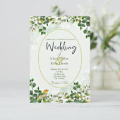 エレガントな緑と金のユーカリの結婚式招待状 招待状 (スタンド正面)