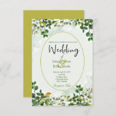 エレガントな緑と金のユーカリの結婚式招待状 招待状 (正面/裏面)
