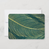 エレガントな緑と金の羽のRSVPカード 出欠カード (裏面)