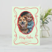 エレガントな緑のクリスマスフォト シーズンカード (スタンド正面)