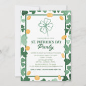 エレガントな緑のクローバー アイルランドの聖パトリックの祝祭 招待状 (正面)