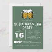 エレガントな緑のクローバー セントパトリックデーパーティー 招待状 (正面)