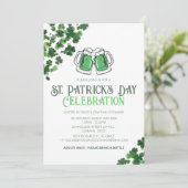 エレガントな緑のクローバー セントパトリックデーパーティー 招待状 (スタンド正面)