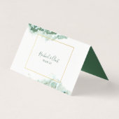 エレガントな緑のグラデーションな大理石の結婚式のテーブルカード 名刺 (裏面)
