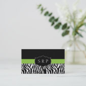 エレガントな緑のシマウマのモノグラムの名刺 名刺 (スタンド正面)