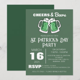 エレガントな緑のシャムロック セントパトリックデーパーティー 招待状