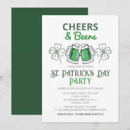 エレガントな緑のシャムロック セントパトリックデーパーティー 招待状