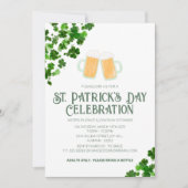 エレガントな緑のシャムロック セントパトリックデーパーティー 招待状 (正面)