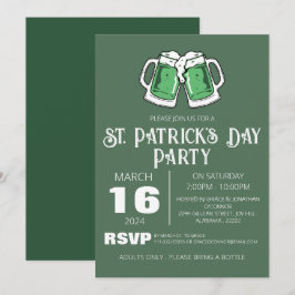 エレガントな緑のシャムロック セントパトリックデーパーティー 招待状