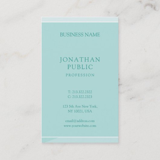 エレガントな緑のシンプルなテンプレートのプロフェッショナルのモダン 名刺 (裏面)