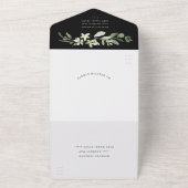 エレガントな緑のブラックウェディング オールインワン招待状 (外側)