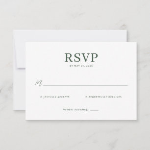 エレガントな緑のミニマリストRSVP 出欠カード