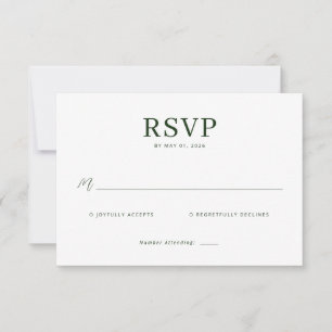 エレガントな緑のミニマリストRSVP 出欠カード