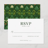 エレガントな緑のミニマリストRSVP 出欠カード (正面/裏面)