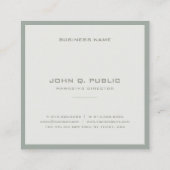 エレガントな緑のモダンなエリートの頭が切れるなデザインのテンプレート スクエア名刺 (裏面)