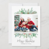 エレガントな緑の写真 楽しいクリスマス シーズンカード (正面)