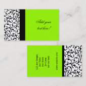エレガントな緑の名刺のモダンなダマスク織パターン 名刺 (正面/裏面)