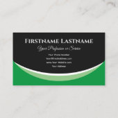 エレガントな緑の形状が黒のモノグラム 3D エフェクト 名刺 (裏面)