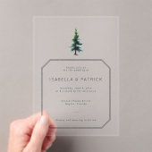 エレガントな緑の木のイラスト アクリル招待状 (インサイチュ (ポータブル))