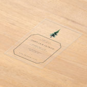 エレガントな緑の木のイラスト アクリル招待状 (レイダウン)