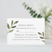 エレガントな緑の枝。おしゃれなウェディング 出欠カード (スタンド正面)