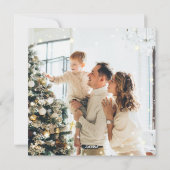 エレガントな緑の格子模様のリースの写真 メリークリスマス シーズンカード (裏面)