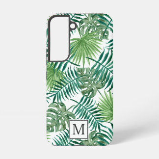 エレガントな緑の植物のヤシの葉のモノグラム SAMSUNG GALAXY S22ケース