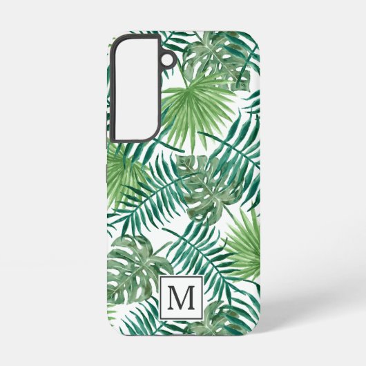エレガントな緑の植物のヤシの葉のモノグラム SAMSUNG GALAXYケース (裏面)