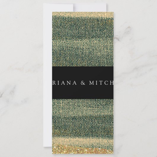 エレガントな緑の筆ブラシと金と黒の招待状 招待状 (裏面)