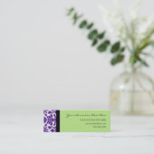 エレガントな緑の紫色のダマスク織の名刺 スキニー名刺 (スタンド正面)