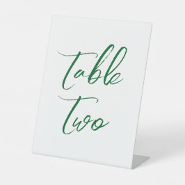 エレガントな緑の結婚式テーブルナンバー 台座サイン